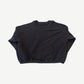 Enfants Riches Deprimes black crewneck back view, plain washed cotton with ribbed cuffs and hem