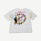 Vintage Genesis white tee back with hand graphic, circle of bears and 1992 World Tour Sold Out US city dates list.