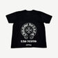 Chrome Hearts black Las Vegas tee back with large horseshoe cross and gothic Las Vegas print