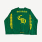 Chrome Hearts green floral mesh longsleeve, back view of allover botanical print and number graphic