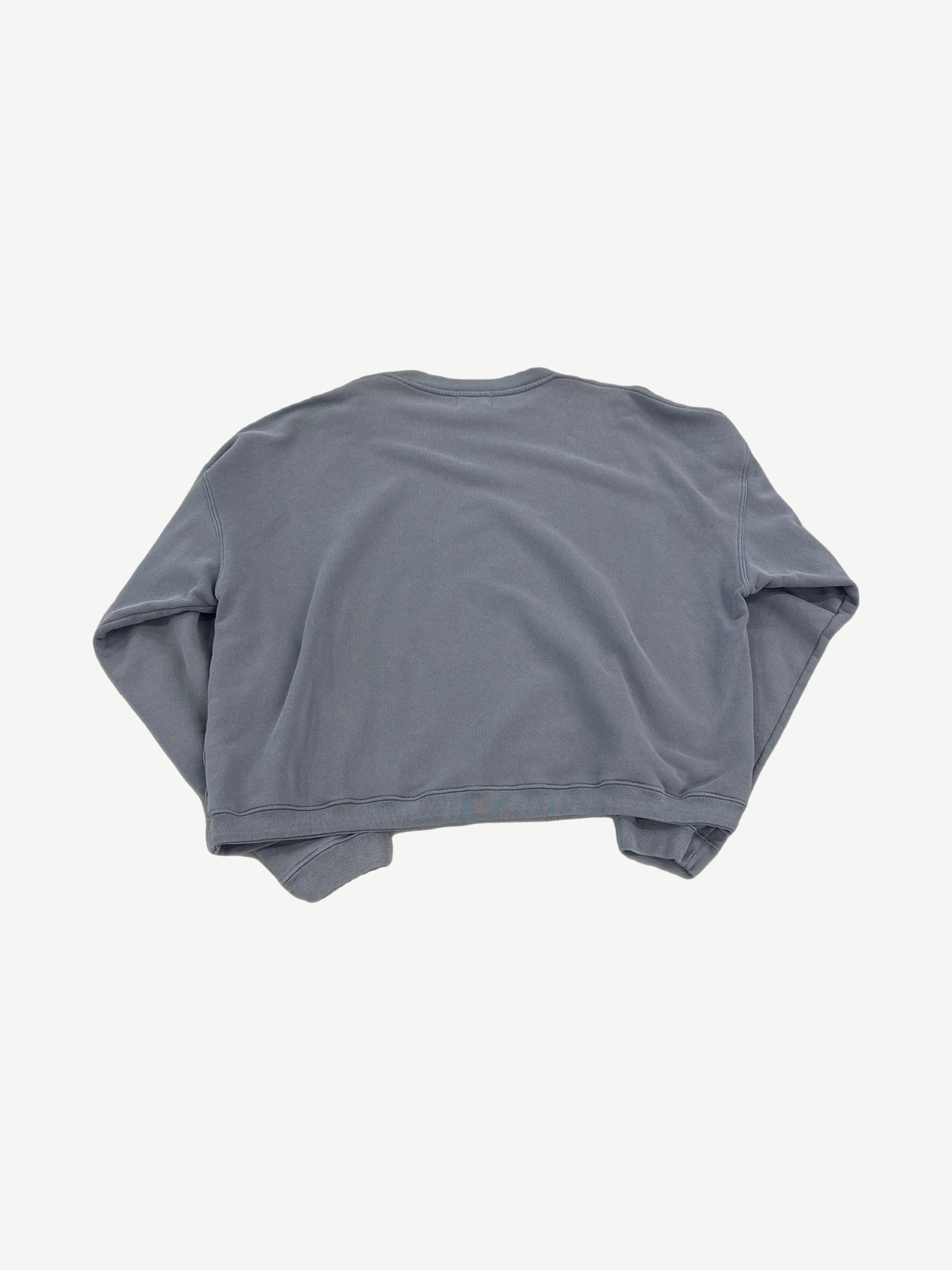 Enfants Riches Deprimes gray Absender crewneck back view with blank washed faded cotton and ribbed cuffs