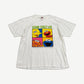 Vintage white Sesame Street Live tee with Big Bird, Elmo, Zoe and Cookie Monster four-square graphic