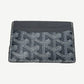 Goyard gray Saint Sulpice card holder open view showing interior card slots and chevron canvas lining