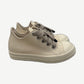 Rick Owens DRKSHDW low-top sneakers in milk canvas with chunky jumbo laces and white rubber cap toe