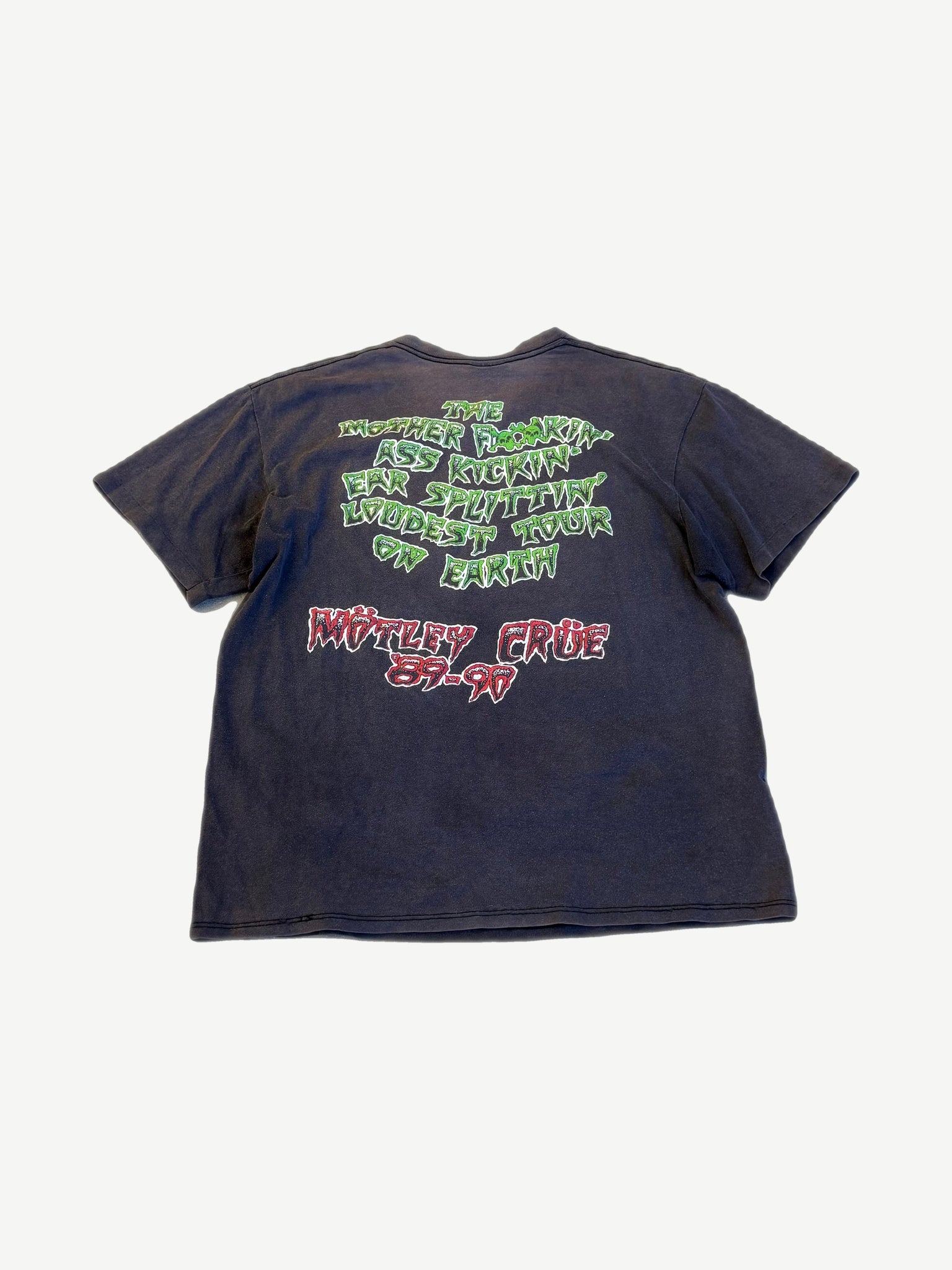 Vintage Motley Crue Dr. Feelgood tour tee back with green and red graffiti Loudest Tour 89-90 text