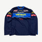 Supreme Vanson Leathers navy racing longsleeve with red box logo, US flag and sponsor patches