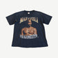 Vintage Tupac Makaveli faded black memorial tee front with portrait and 1971 to 1996 gothic dates
