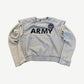Protocol Index melange grey thermal jersey with ARMY chest print, shield patch and layered crewneck