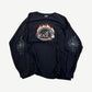 Vintage black Harley-Davidson Factory Tours longsleeve with flames motorcycle graphic and sleeve webs