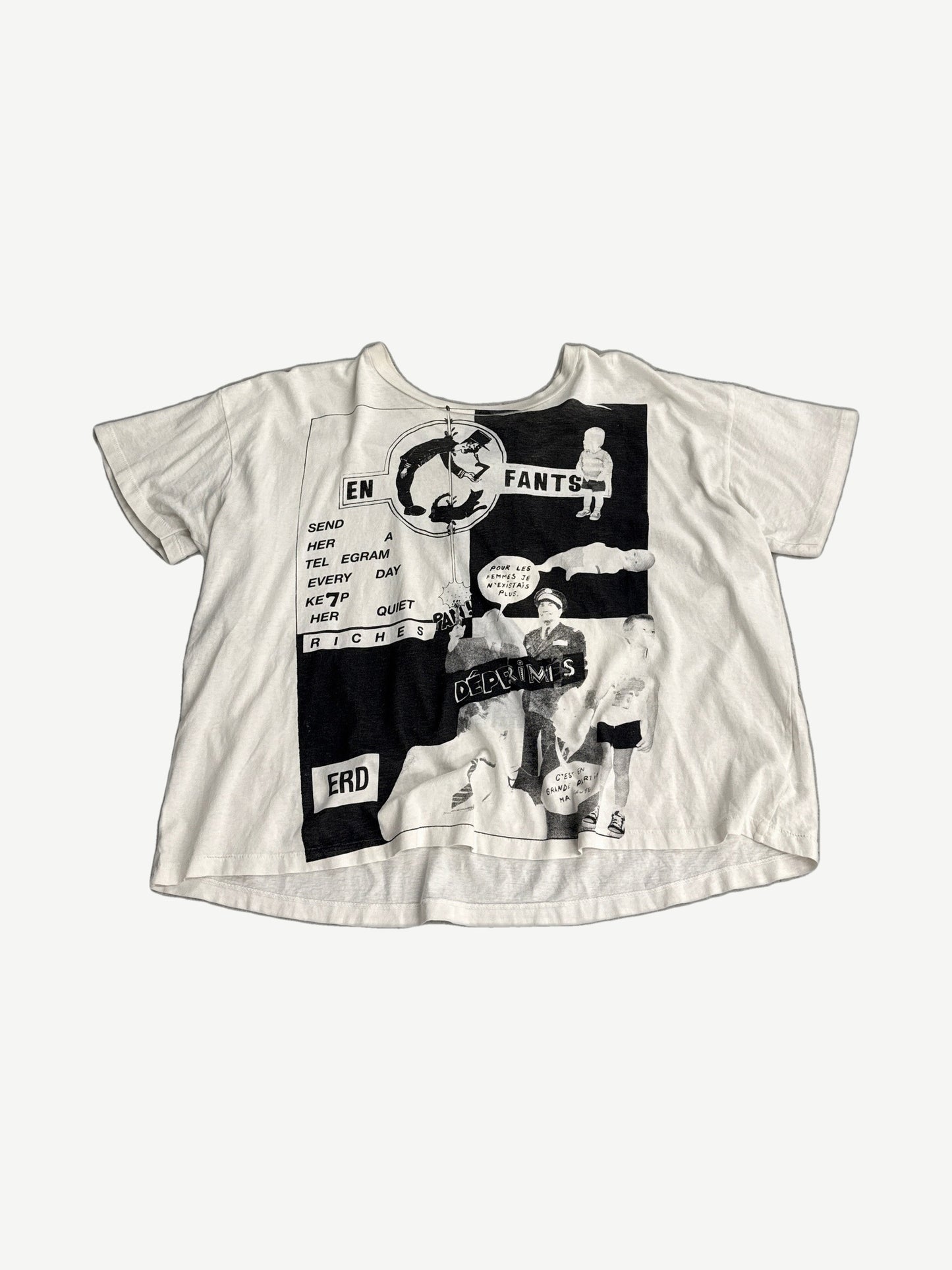 Enfants Riches Deprimes white Keep Her Quiet tee front with vintage photo print and gothic ERD logo.