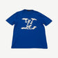 Louis Vuitton royal blue jacquard knit tee with pixelated white cloud LV monogram on chest