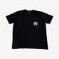 Chrome Hearts black Las Vegas pocket tee front with horseshoe cross chest print and gothic CH hem