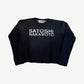 Satoshi Nakamoto black thermal waffle knit longsleeve front with white stacked Satoshi Nakamoto logo.
