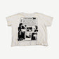 Enfants Riches Deprimes Public Apology cream tee back with collage photo print and typewritten manifesto text