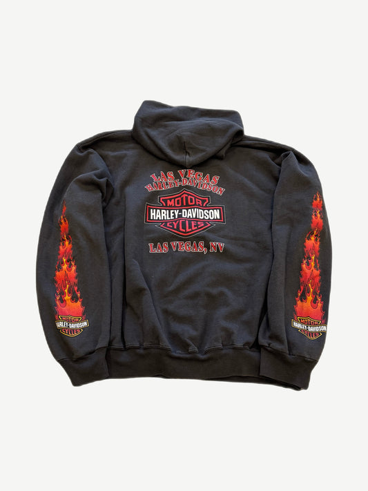 Vintage Harley Davidson Flame Sleeve Las Vegas Zipup