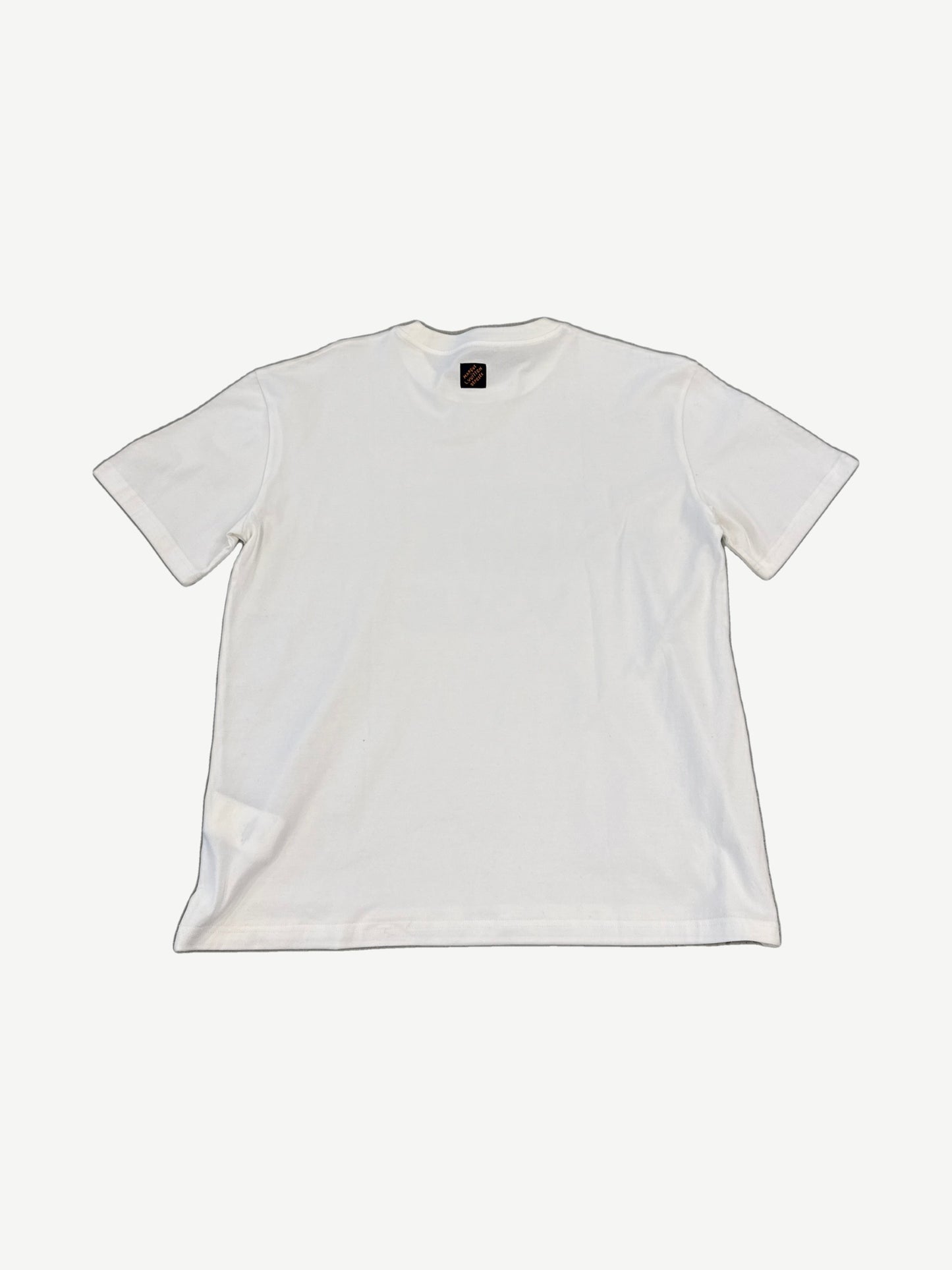 Louis Vuitton Le Monde Est A Vous white cotton tee back with navy slogan text graphic print