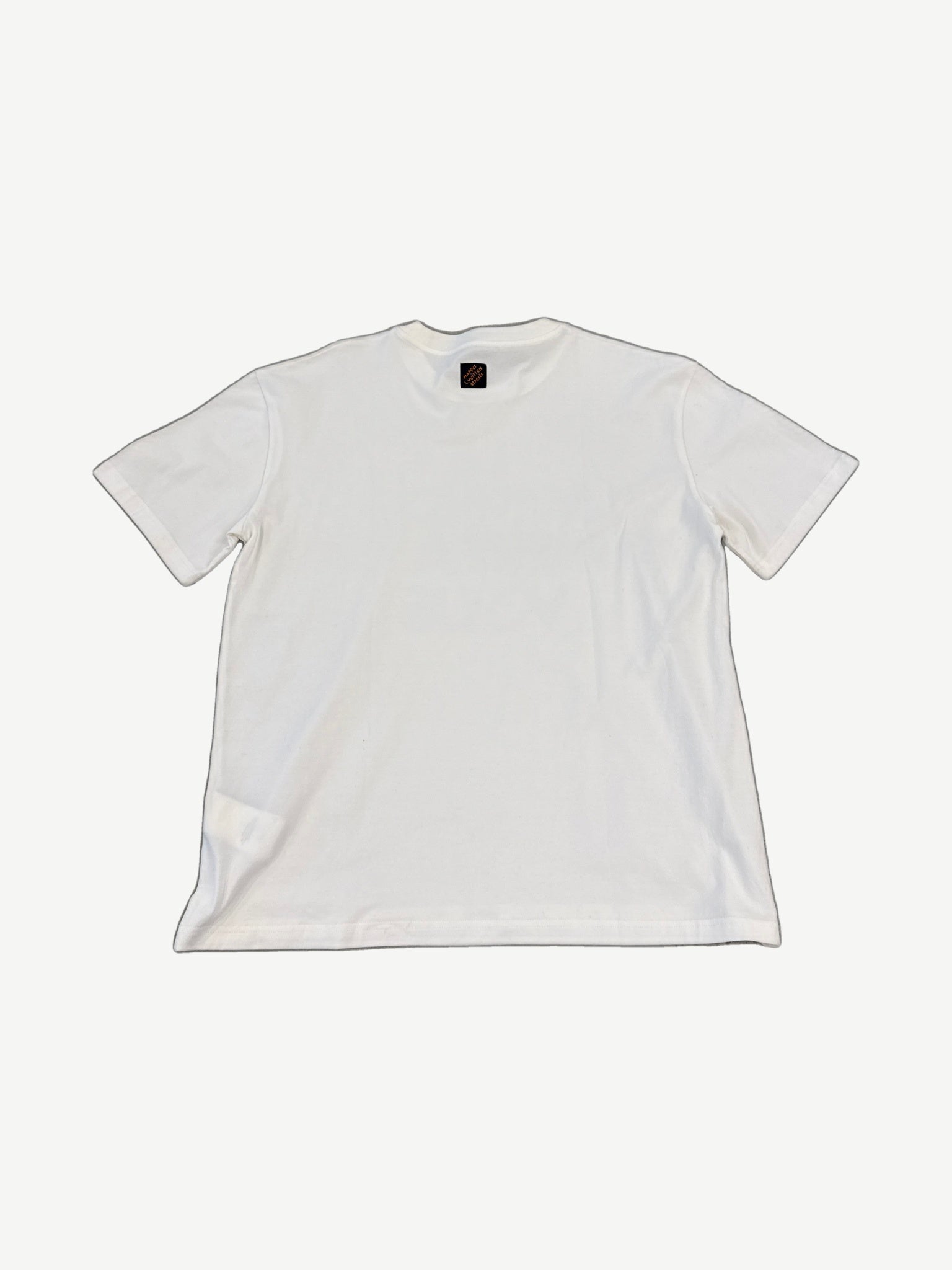 Louis Vuitton Le Monde Est A Vous white cotton tee back with navy slogan text graphic print