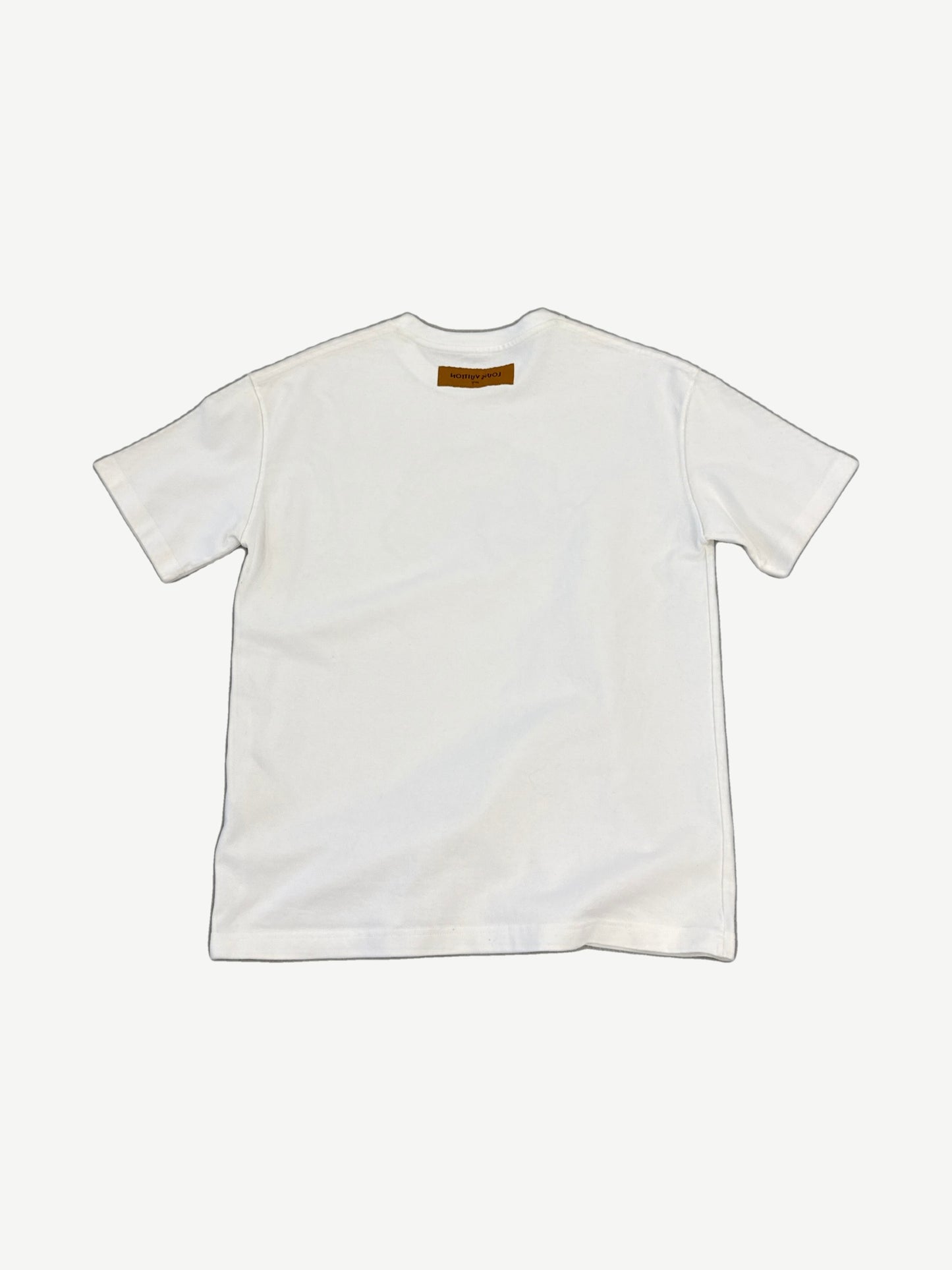 Louis Vuitton Rainbow Studio white short-sleeve tee back view showing clean unprinted reverse panel.