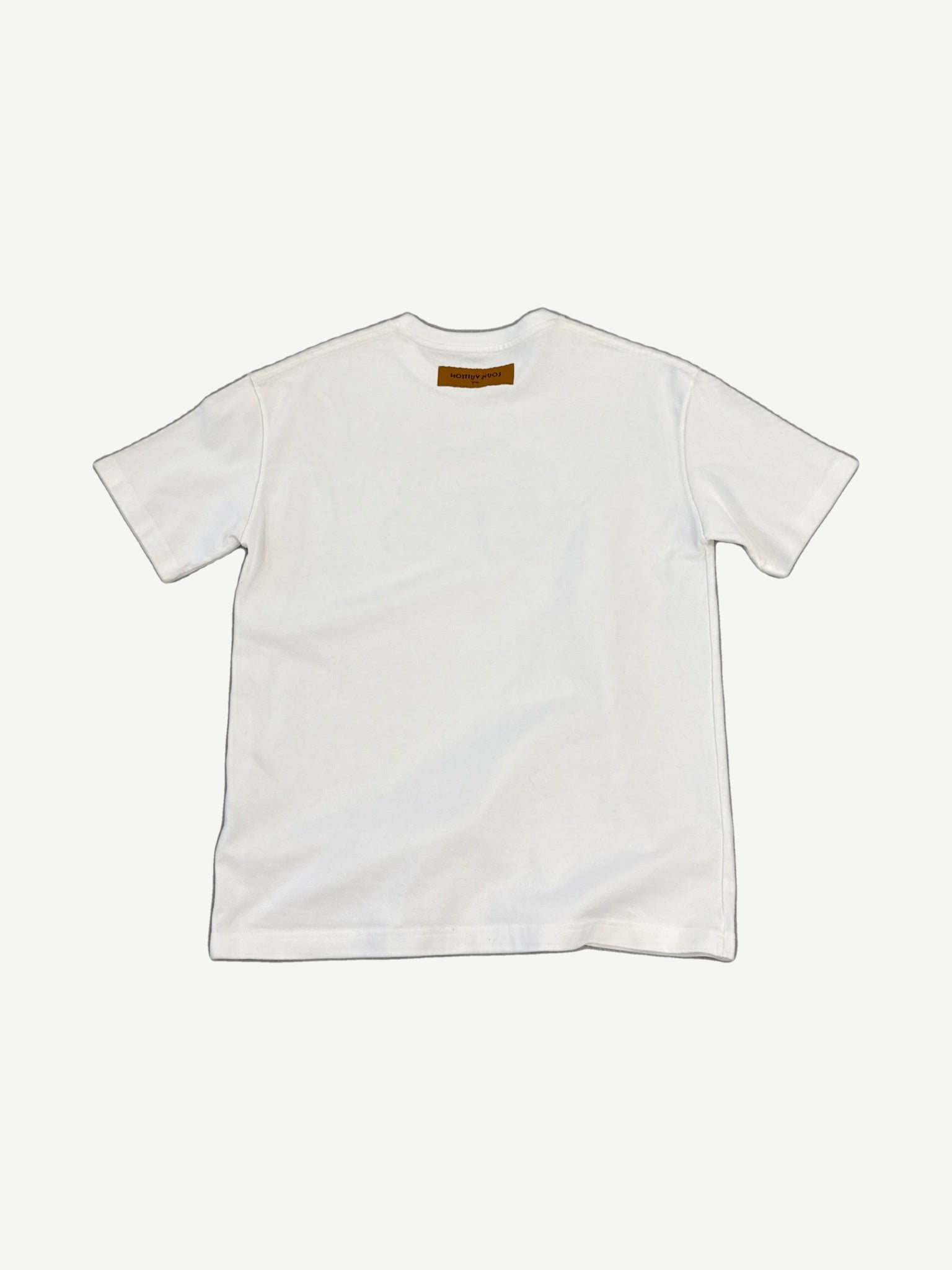 Louis Vuitton Rainbow Studio white short-sleeve tee back view showing clean unprinted reverse panel.