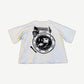 ERD white My Role in the History of the War tee back with circular star border and child portrait print