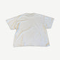 Vintage Tupac caricature white rap tee back view in plain distressed cotton with rolled hem