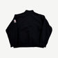 Supreme Black Flag half-zip pullover back view, black fleece with ribbed cuffs and hem