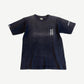 Chrome Hearts vintage faded navy pocket tee with vertical gothic Chrome Hearts pocket print and sleeves.