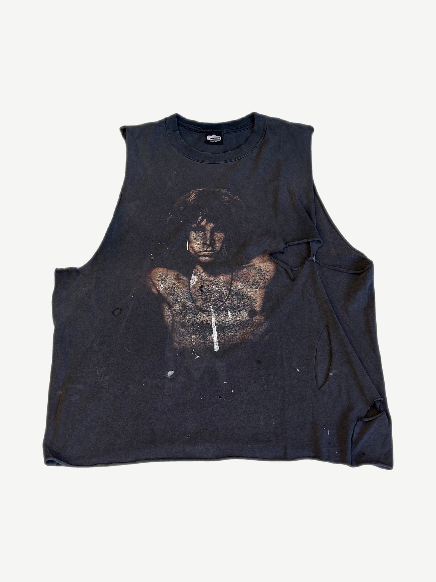 Vintage The Doors Lizard King faded black sleeveless cutoff tee with Jim Morrison portrait print