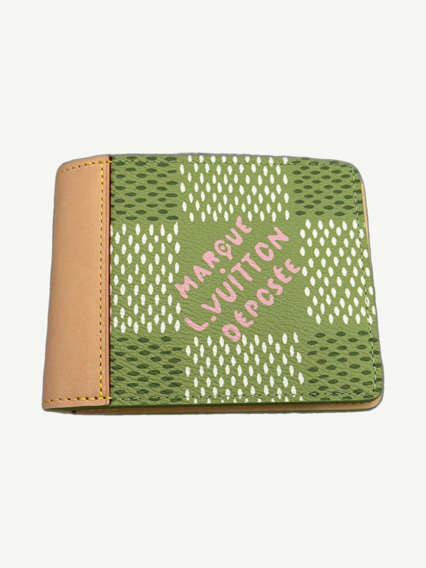Louis Vuitton Tyler the Creator green Damier slender wallet with checkered print and embossed LV monogram