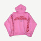 Balenciaga pink Offshore zip-up hoodie back with red graffiti arch logo and Established text print