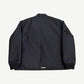 Chrome Hearts black Cobra racing jacket back view with black leather cross patch on right sleeve