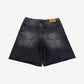 HMDD Billie Jean black jean shorts, back view showing rear pockets and stud detailing on dark denim