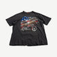Vintage Harley Davidson Iron Stallion black tee with motorcycle graphic and bar shield logo.