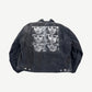 Enfants Riches Deprimes black jacket back showing six-panel screen-printed face portraits in white ink.