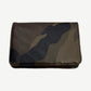 Chrome Hearts camo leather bifold wallet exterior back panel, smooth camouflage hide with edge stitching