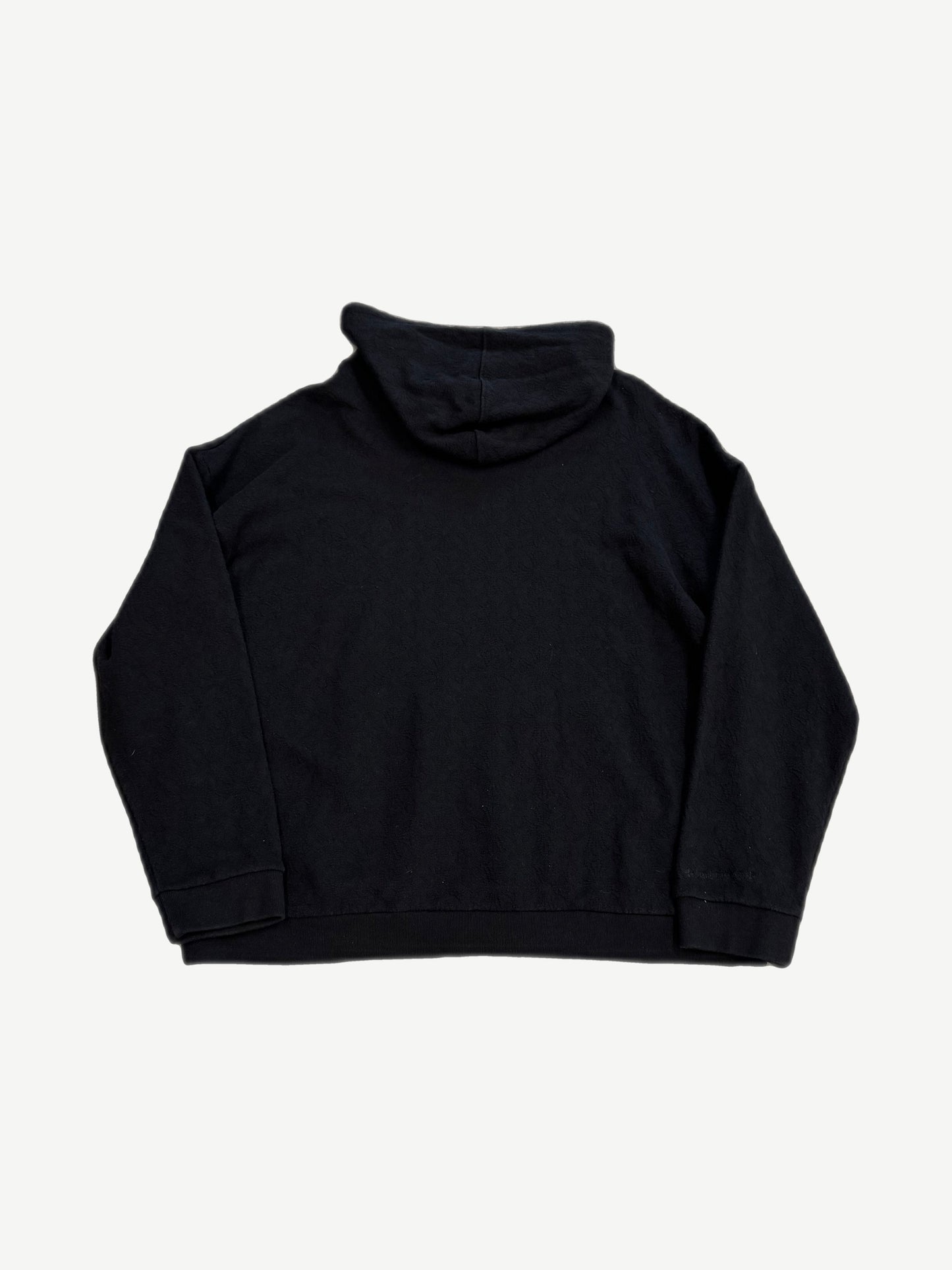 Chrome Hearts black cross jacquard hoodie, back view of woven cross motif across body and sleeves