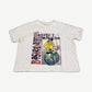 GV Gallery Raspberry Hills white tee front with 1995 Basketball Three on Three globe mascot graphic