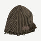 HMDD Happy Memories Don't Die brown ribbed knit beanie with embroidered Gmaw Phy logo across cuff.