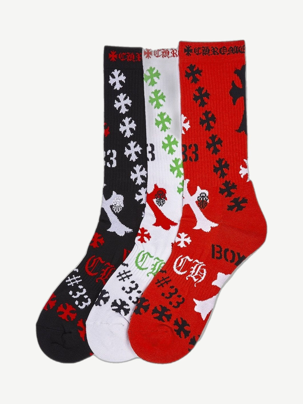 Chrome Hearts Stencil 3-Pack Socks
