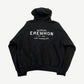 Balenciaga Erewhon black zip-up hoodie back view showing oversized cut and clean back panel.