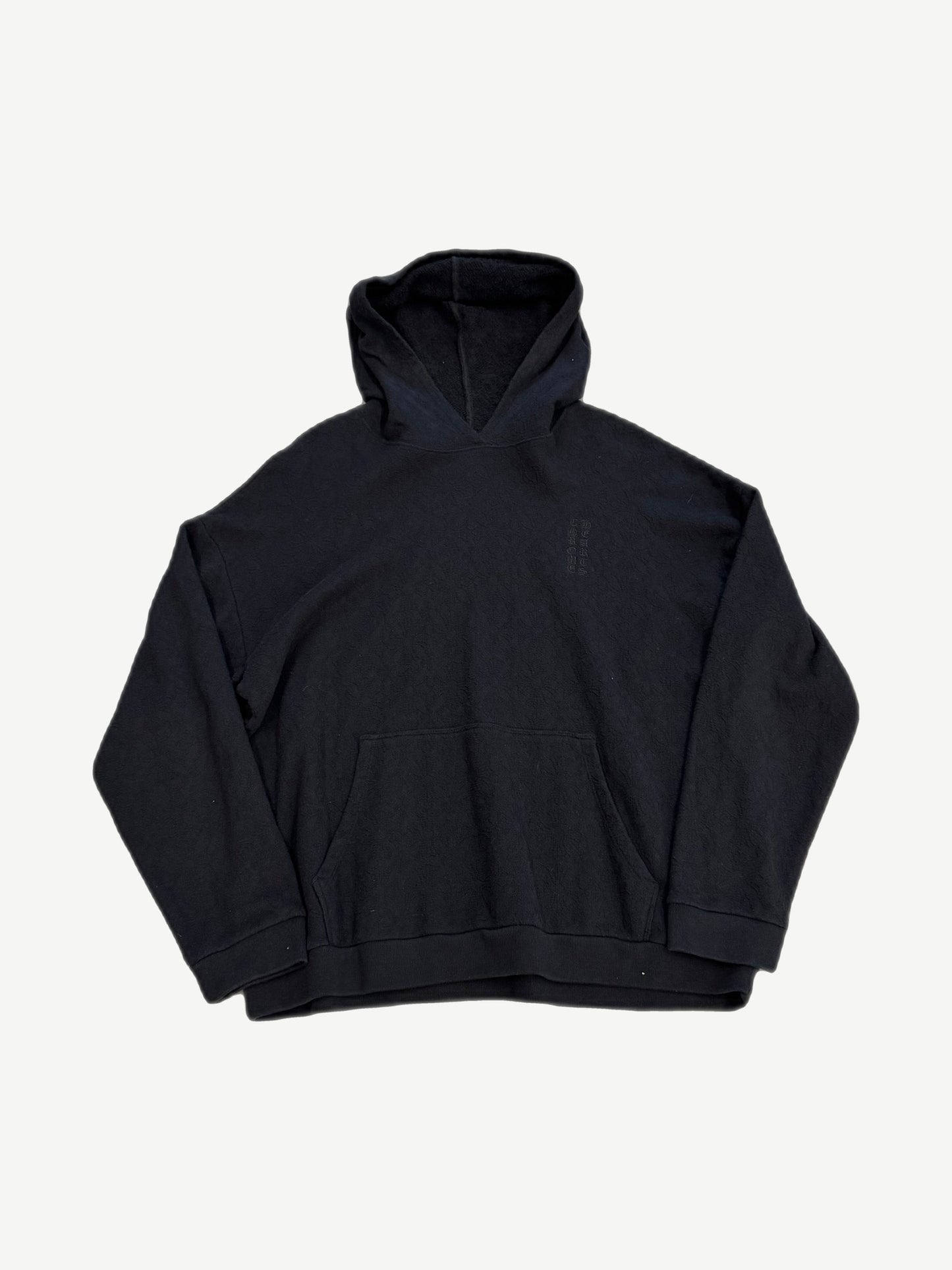 Chrome Hearts black hoodie with allover jacquard cross pattern and embroidered front pocket logo