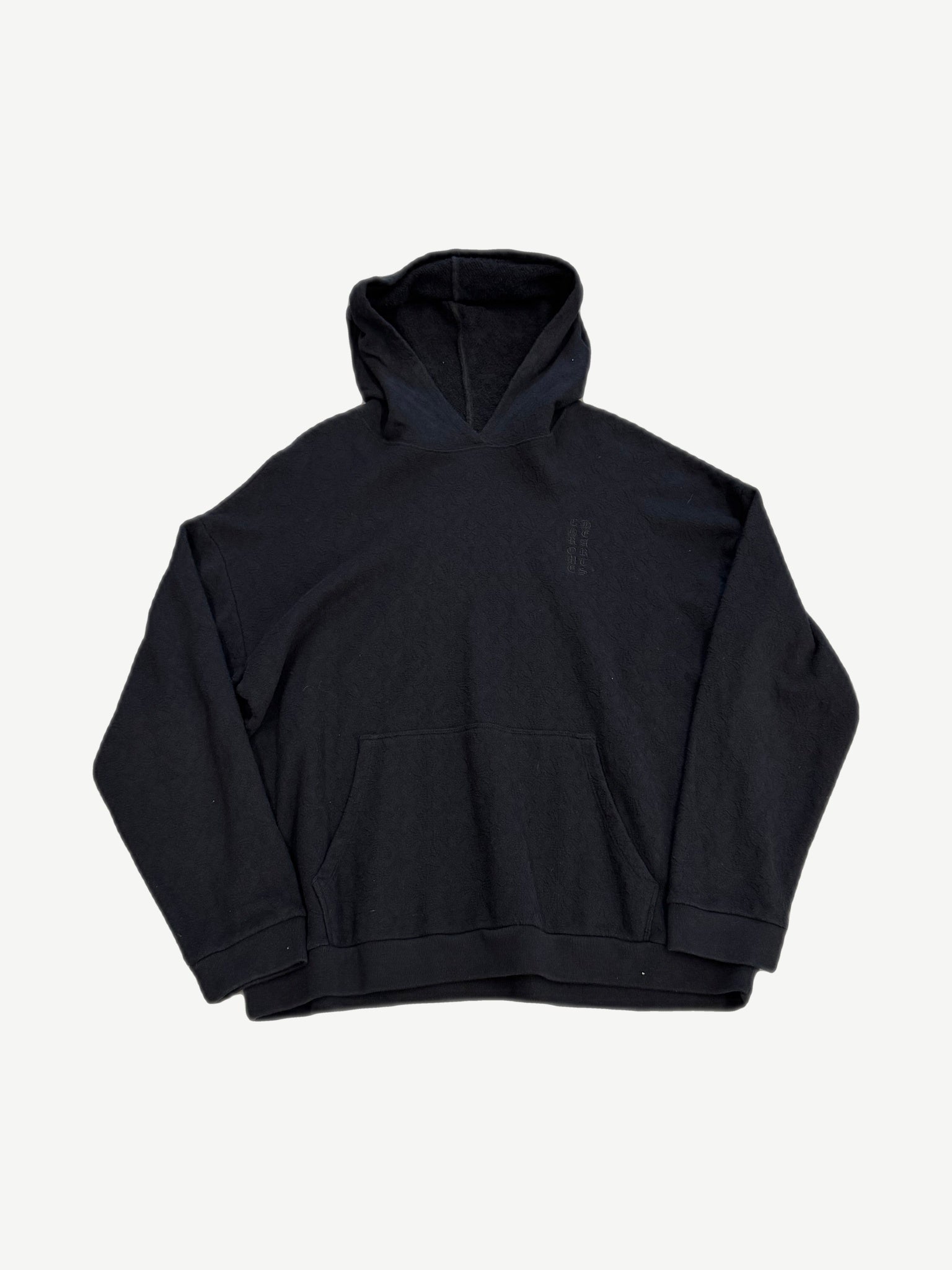 Chrome Hearts black hoodie with allover jacquard cross pattern and embroidered front pocket logo