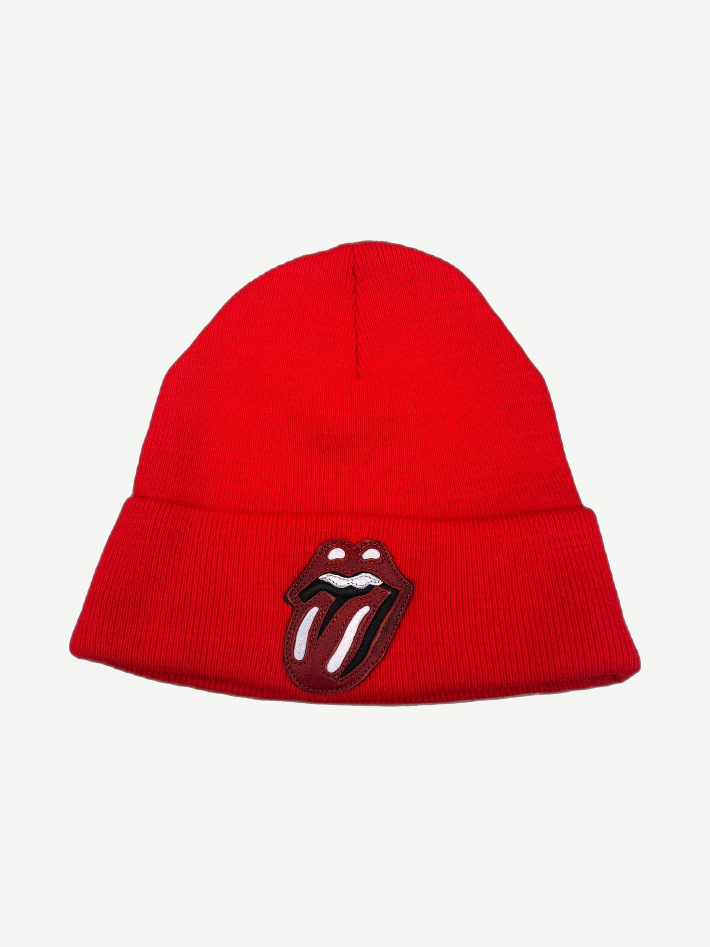 Chrome Hearts Red Rolling Stones Leather Patch Beanie