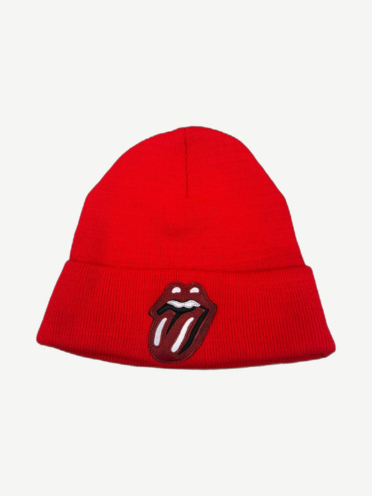 Chrome Hearts Red Rolling Stones Leather Patch Beanie