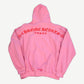 Chrome Hearts pink hoodie back with arched red Chrome Hearts USA gothic print and dagger flower motifs