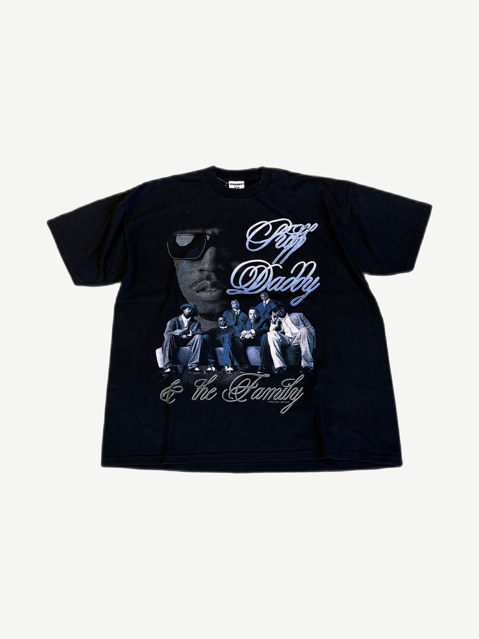 Vintage Puff Daddy and The Family No Way Out tour tee front in black with portrait and silver script graphic