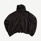HMDD brown crystal zip up back view in plain dark brown cotton with attached hood