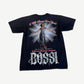 Bossi Whitney Houston memorial tee back with angelic stage photo, I Will Always Love You and rhinestone BOSSI logo