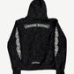 Chrome Hearts Floral Cemetery hoodie back view with allover floral graphic print on black fleece.
