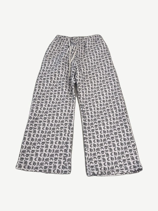 Happy Memories Don't Die HMDD black sweatpants with white Old English text print down the leg